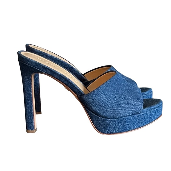 Veronica Beard Shoes - Veronica Beard Dali Denim Platform Mules Sandals Blue Size 7